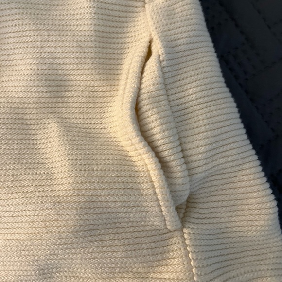 Madewell Women’s Sweater Cream Size Small Mock Neck Ribbed Pockets 100% Cotton - Picture 7 of 7